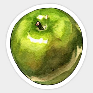 Watercolor Green Apple Sticker